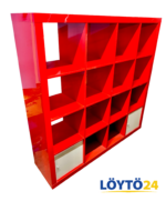 Suurikokoinen ja harvinainen punainen IKEA KALLAX hyllykko.