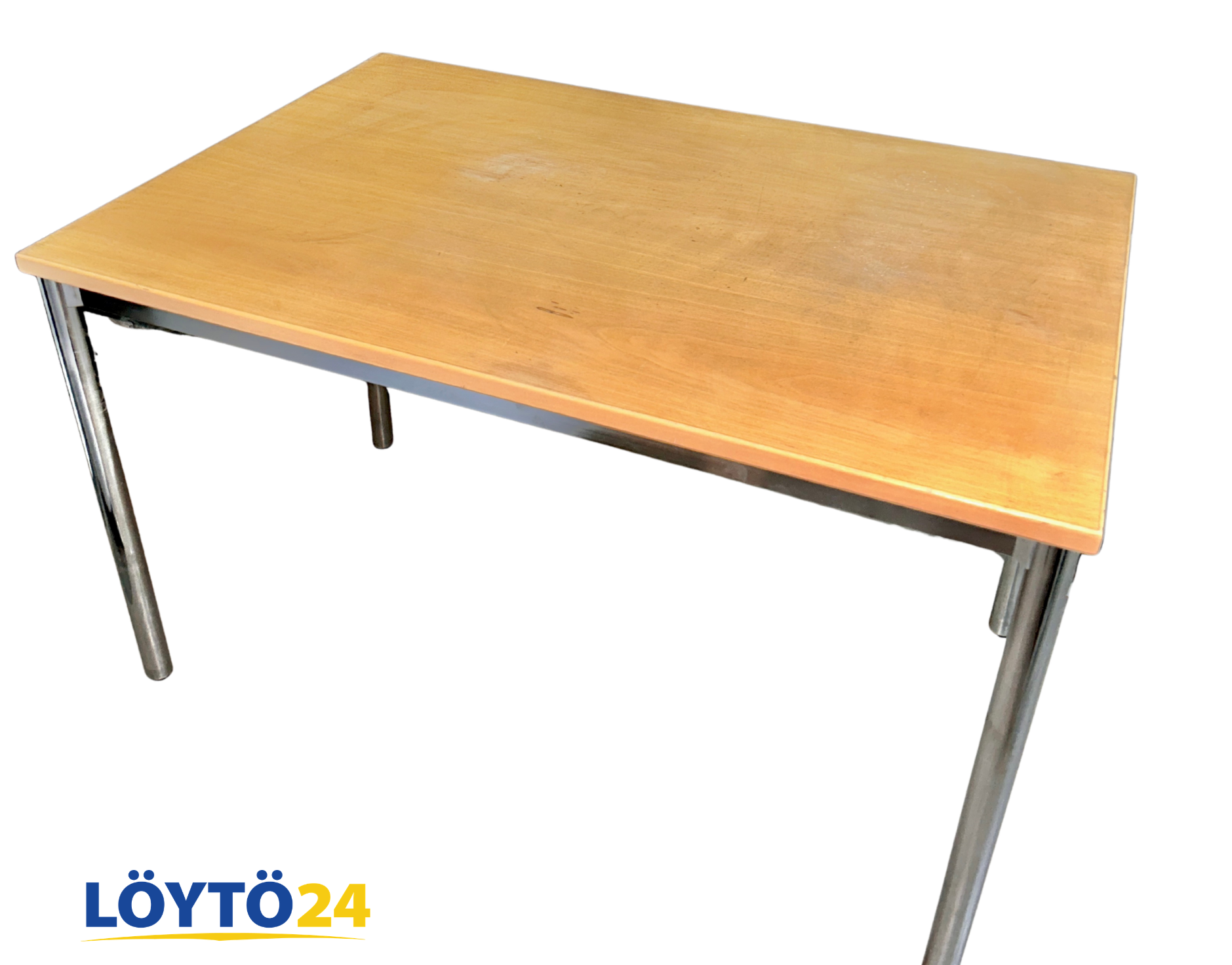 pöytä (Suomi) Puinen Pöytä 120 x 80 cm | Tukeva Ruokapöytä Metallijaloilla - Image 1