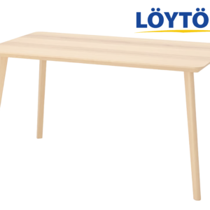 Vaalea puunvärinen IKEA LISABO ruokapöytä, jossa on kaunis saarniviilupinta.