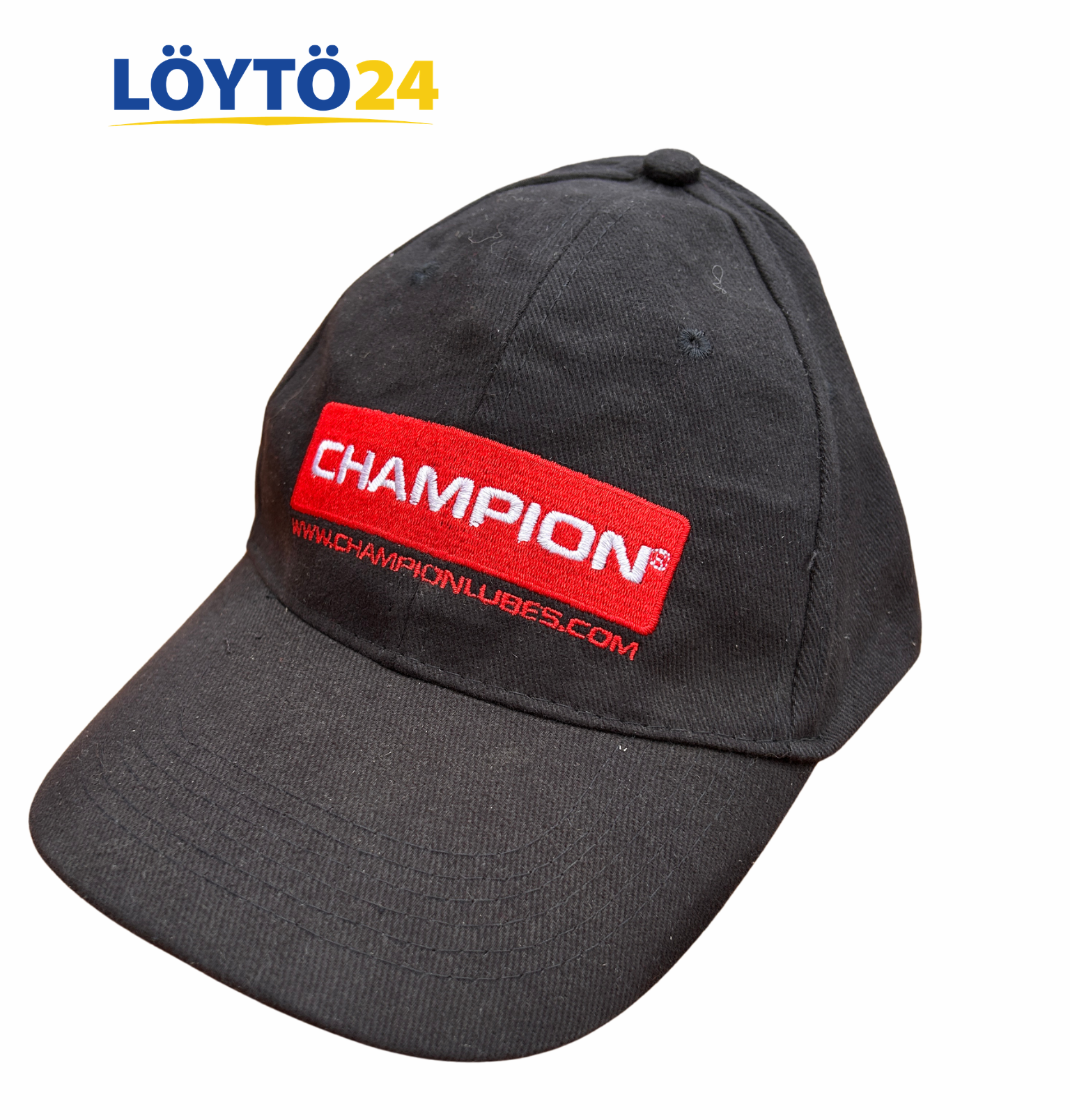 Untitled design - 2026-06-16T093448.795 Uusi musta Champion Lubes lippis brodeeratulla punaisella logolla