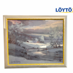 (Suomi) Yrjö Maukonen vedos 58x48 cm | Talvinen maisemataulu kehyksillä