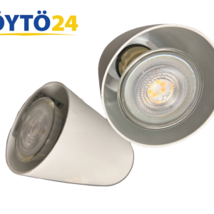 Ensto IP20 kohdevalaisin ja LED-polttimo lähikuvassa