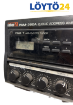 Lähikuva PAM-T AM/FM -virittimen digitaalinäytöstä ja kanavasäätimistä Inter-M PAM-360A -laitteessa.