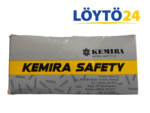 Kemira Safety -hiukkassuodattimen alkuperäinen pahvipakkaus, jossa lukee Kemira Safety Oy Vaasa Finland.