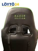 Razer Tarok Pro pelituolin selkänojan takaosa Razer Edition kirjailulla