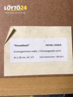 Teostiedot tarra taulun taustassa: Parvekkeet Pietari kromogeeninen vedos ed 1/1