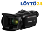 Canon Legria HF G40 -videokamera vastavalosuojalla viistosta katsottuna