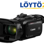 Canon Legria HF G40 -videokamera vastavalosuojalla viistosta katsottuna