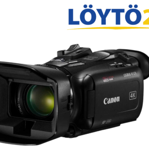 Canon Legria HF G40 -videokamera vastavalosuojalla viistosta katsottuna