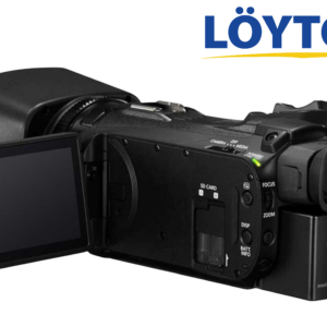 Canon Legria HF G40 avatulla kosketusnäytöllä ja kahdella SD-muistikorttipaikalla