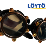 Kuparinväriset GloFX Copper Bolt Goggles -reivilasit pulttiyksityiskohdilla