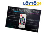 GloFX Pixel Pro LED Glasses -kaukosäätimen käyttöohje ja painikkeiden toiminnot.