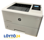 HP LaserJet Pro M501dn -mustavalkolasertulostin kuvattuna viistosta edestä.