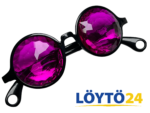 GloFX Mustat Kaleidoscope Glasses Pinkeillä linsseillä