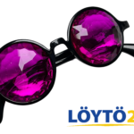 GloFX Mustat Kaleidoscope Glasses Pinkeillä linsseillä