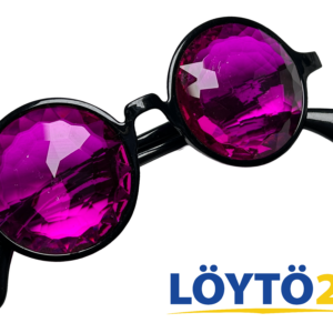 GloFX Mustat Kaleidoscope Glasses Pinkeillä linsseillä