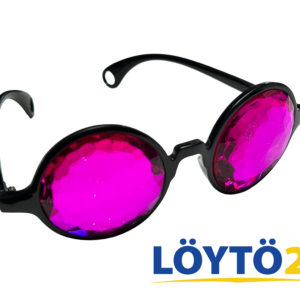 GloFX Mustat Kaleidoscope Glasses Pinkeillä linsseillä