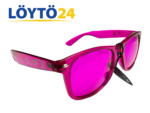 Pinkit GloFX Color Therapy Glasses viistosta kuvattuna.
