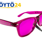 Pinkit GloFX Color Therapy Glasses viistosta kuvattuna.