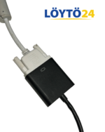HP L1950g -näytön VGA/DVI-liitinkaapeli ja adapteri.