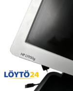 Lähikuva näytön kehyksestä ja HP L1950g -mallimerkinnästä.