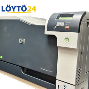 Käytetty HP Color LaserJet CP5225 monitoimitulostin viistosta kuvattuna