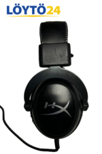 HyperX Cloud II -kuulokkeen kupin ulkopuoli ja silkkipainettu HyperX-logo.