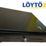SK-410 lukittava kassalaatikko avaimella ja etuosan kuittiaukoilla